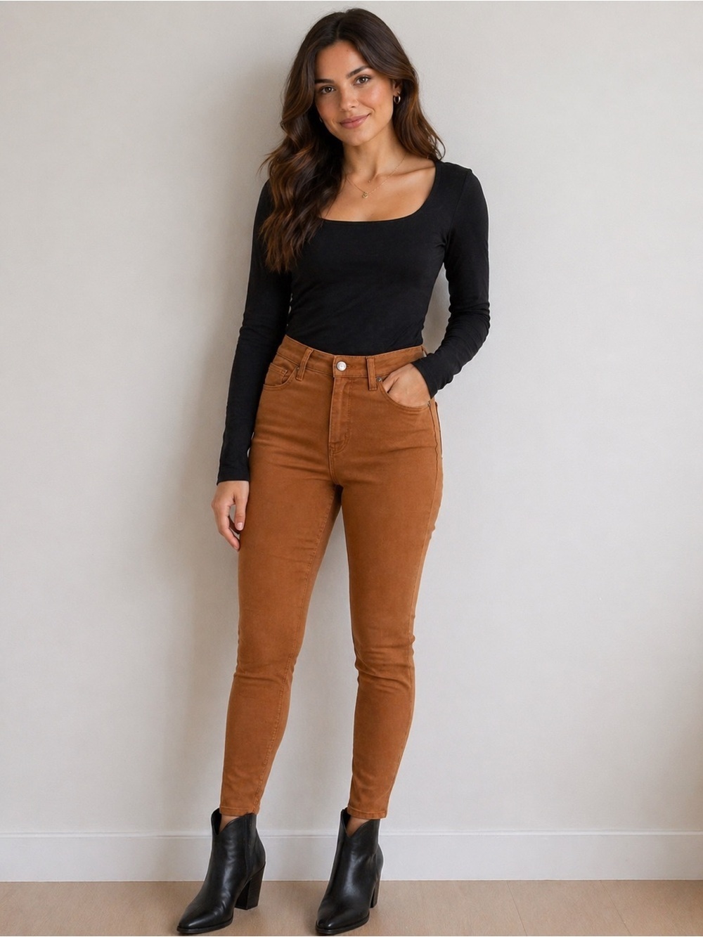 Royalty For Me High Rise Skinny Corduroy Pants Brown Size 14